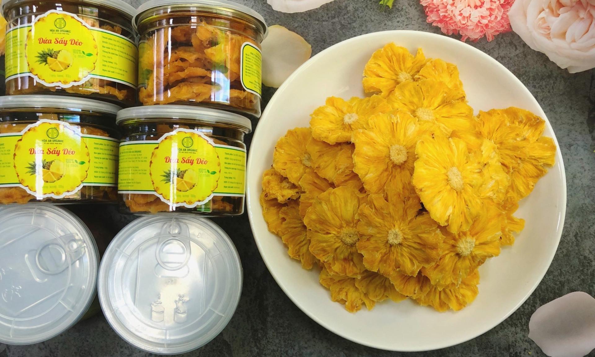 Dứa sấy dẻo Hòa An Organic - Món ăn vặt giúp giảm cân và tốt cho sức khỏe